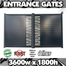 Entrance Gate Set 3600 x 1800mm for Driveways Home Modern Style - CM05 Gloss Black