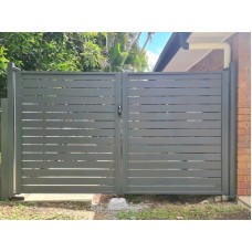 Double Swing Gates - CUSTOM Width and Height  - 8 Colour Slats SQM - Ready in 2 working Days