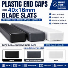 Plastic End Caps for 40x16mm Blade Slats - Black or White or Dark Grey