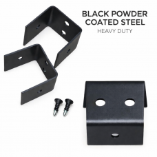 Black 40x40mm Saddle Bracket - 12-Pack Used for FRONT FACING 40mm rails on Batten Fences