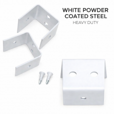White 40x40mm Saddle Bracket - 12-Pack Used for FRONT FACING 40mm rails on Batten Fences