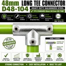 2x 48mm Silver Bracket Long Tee Connector Balustrade Handrail Fitting Clamp