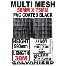 Galvanized Wire Mesh Fencing 990mm x 30m - DELIVERED 50mm x 75mm Squares BLACK 