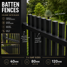 BLack Satin BATTEN Fences- Custom Cut 48 hours - See Description