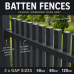 BLack Satin BATTEN Fences- Custom Cut 48 hours - See Description