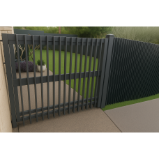 Blade Gates in Monument Dark Grey Contemporary High End Look Custom Sizes