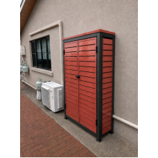 Red Cedar Timber-look Battery Enclosures - Slatted - Shale GREY light - Aluminum - Roof & Door Options - See SQM Guide