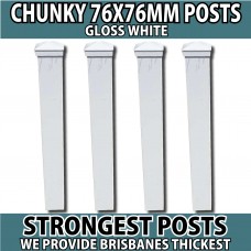 White 1800mm Posts - Heavy Duty 76x76x2.5mm Fence Post Gate Post