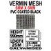 Galvanized Wire Vermin Mesh PICKUP Fencing 990mm x 25m - 6mm x 6mm Squares BLACK