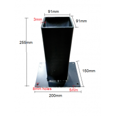 Post base Holder for concrete anchoring fits inside 100mm posts Bases Black and White