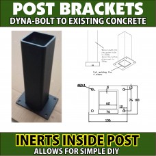 Post base Holder for concrete anchoring fits inside 76mm posts Bases Black and White