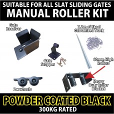 Slat Sliding Gate Roller Kit - Black and 7m Track