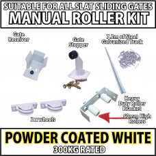 Slat Sliding Gate Roller Kit - White and 7m Track