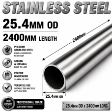 25.4mm OD x 2400mm 304 Stainless Steel Universal Exhaust Intake Pipe – 1.6mm Wall 25.4mm OD x 2400mm 304 Stainless Steel Universal Exhaust Intake Pipe – 1.6mm Wall