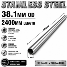 38.1mm OD x 2400mm 304 Stainless Steel Universal Exhaust Intake Pipe – 1.6mm Wall