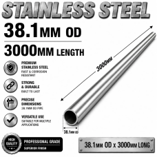 38.1mm OD x 3000mm 304 Stainless Steel Universal Exhaust Intake Pipe – 1.6mm Wall