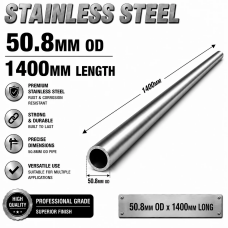 50.8mm OD x 1400mm 304 Stainless Steel Universal Exhaust Intake Pipe – 1.6mm Wall
