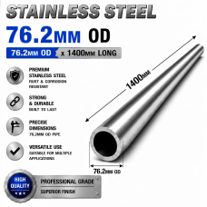 76.2mm OD x 1400mm 304 Stainless Steel Universal Exhaust Intake Pipe – 1.6mm Wall