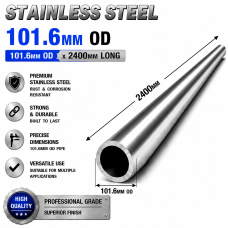 101.6mm OD x 2400mm 304 Stainless Steel Universal Exhaust Intake Pipe – 1.6mm Wall