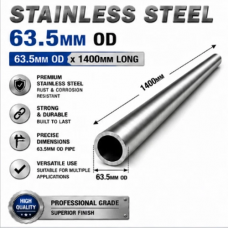 63.5mm OD x 1400mm 304 Stainless Steel Universal Exhaust Intake Pipe – 1.6mm Wall