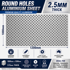 2.5mm Aluminium Round Hole Perforated Sheet 1000x1200 DELIVERED