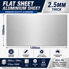 2.5mm Aluminium Standard Flat Sheet 1000x1200 DELIVERED