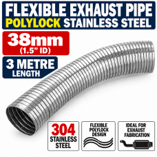 38mm ID x 3000mm Flexible Exhaust Pipe Stainless Steel 316 Polylock 38mm ID x 3000mm Flexible Exhaust Pipe Stainless Steel 316 Polylock