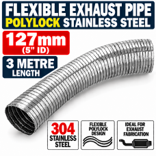 127mm ID x 3000mm Flexible Exhaust Pipe Stainless Steel 316 Polylock 127mm ID x 3000mm Flexible Exhaust Pipe Stainless Steel 316 Polylock