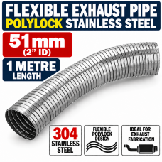 51mm ID x 1000mm Flexible Exhaust Pipe Stainless Steel 316 Polylock 51mm ID x 1000mm Flexible Exhaust Pipe Stainless Steel 316 Polylock