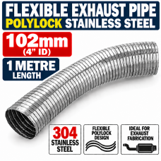 102mm ID x 1000mm Flexible Exhaust Pipe Stainless Steel 316 Polylock 102mm ID x 1000mm Flexible Exhaust Pipe Stainless Steel 316 Polylock