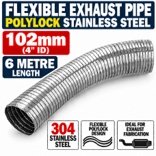 102mm ID x 6000mm Flexible Exhaust Pipe Stainless Steel 316 Polylock