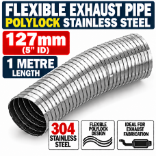 127mm ID x 1000mm Flexible Exhaust Pipe Stainless Steel 316 Polylock