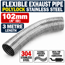 102mm ID x 3000mm Flexible Exhaust Pipe Stainless Steel 316 Polylock 102mm ID x 3000mm Flexible Exhaust Pipe Stainless Steel 316 Polylock
