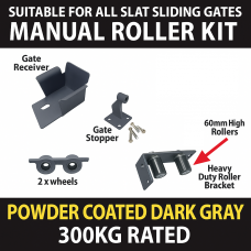 Slat Sliding Gate Roller Kit - Dark grey and 7m Track