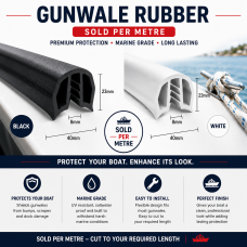 Gunwale Rubber - Black or White - 40mm per metre - PICKUP