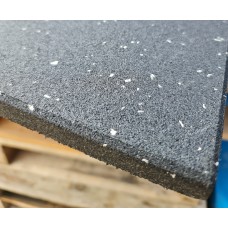 1000x1000 Gym rubber flooring tile Black with White Fleck Floor Matting Shock Fitness Crossfit Rubber Tiles