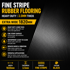 Rubber Sheeting 1.82m wide FINE STRIPE 3.9m Length DELIVERED Mat Lining for home, vehicle, workshop, office, warehouse, garage
