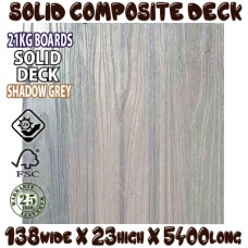 138mm Honorwood SOLID COMPOSITE DECKING  - SHADOW GREY  - Per Lineal Metre