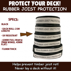Joist Rubber Cover for Decks – Stop timber joist ROT  - 25m Rolls