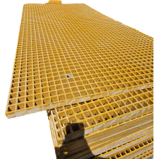 FRP Walkway Grating Anti Slip Resin Fiberglass 2440mm x 1220mm 30x30 Yellow Grit