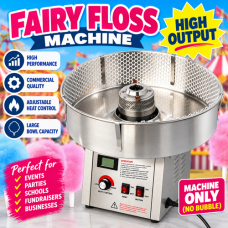 **Back on the 10th Sept 2026**Silver Fairy Floss Machine - HIGH OUTPUT - Machine only (No Bubble)