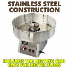 Silver Fairy Floss Machine - HIGH OUTPUT - Machine only (No Bubble)