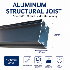 Aluminum Structural  Joist 50mmW x 70mmH x 4000mm long