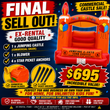 Happy Birthday CASTLE and BLOWER SALE - 4mx4m Castle  ** USED