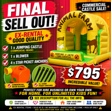 Animal Farm Theme & Blower Sale - 4mx4m Castle - USED