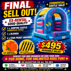 Fairy Theme & Blower Sale - 4mx4m Castle - USED
