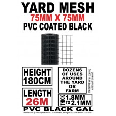 Galvanized Wire Mesh Fencing 1800mm x 26m - PICKUP 75mm x 75mm Squares BLACK Galvanized Wire Mesh Fencing 1800mm x 26m - PICKUP 75mm x 75mm Squares BLACK
