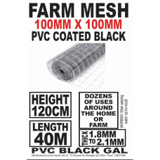 Farm Mesh – High END Black & PVC Coated - 40x1.2m 100x100mm Holes - PICKUP