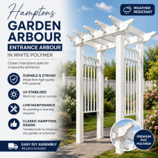 Entrance Arbour *DELIVERED* in White Polymer – Hamptons Look – Garden Arbor PVC