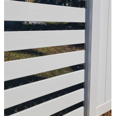 Horizontal White PVC Polymer Slat Fence